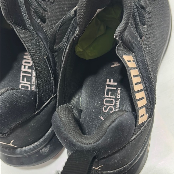 Puma Black Sneakers with Gold Logo women’s size 10 GUC - Picture 7 of 14